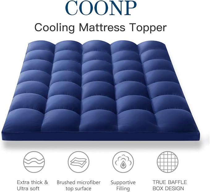COONP Full Mattress Topper, Extra Thick Pillowtop, Cooling Plush Mattress Pad - Image 2