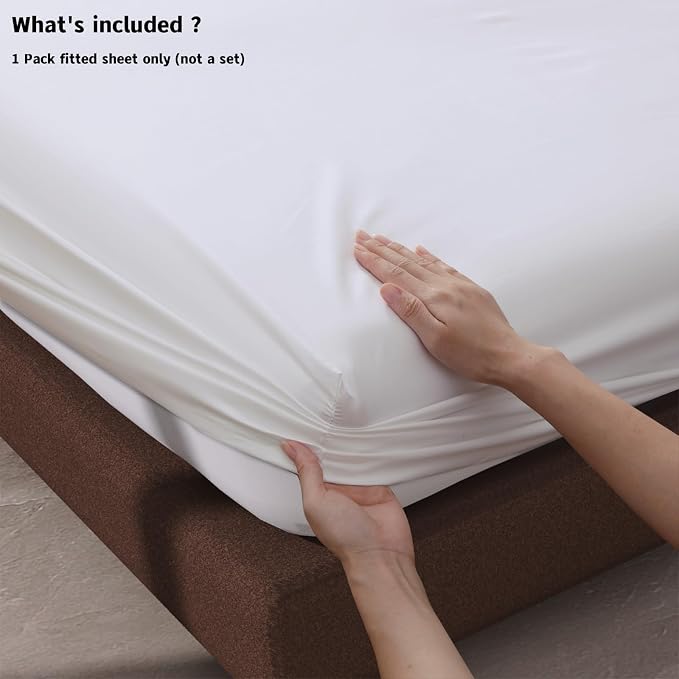 100% Egyptian Cotton Fitted Sheet Queen Size White, 600 Thread Count, 8-16" - Image 4