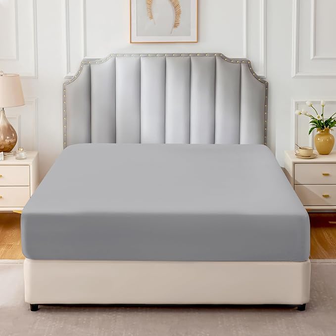 FreshCulture Pure Cotton Fitted Sheets Queen Size, 300 Thread Count Percale - Image 2