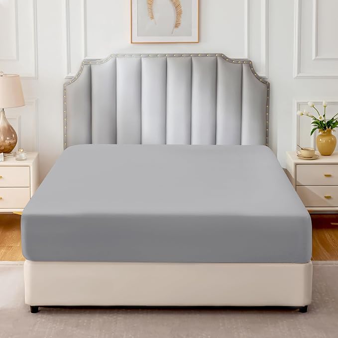 FreshCulture Pure Cotton Fitted Sheets Full Size, 300 Thread Count Percale - Image 2