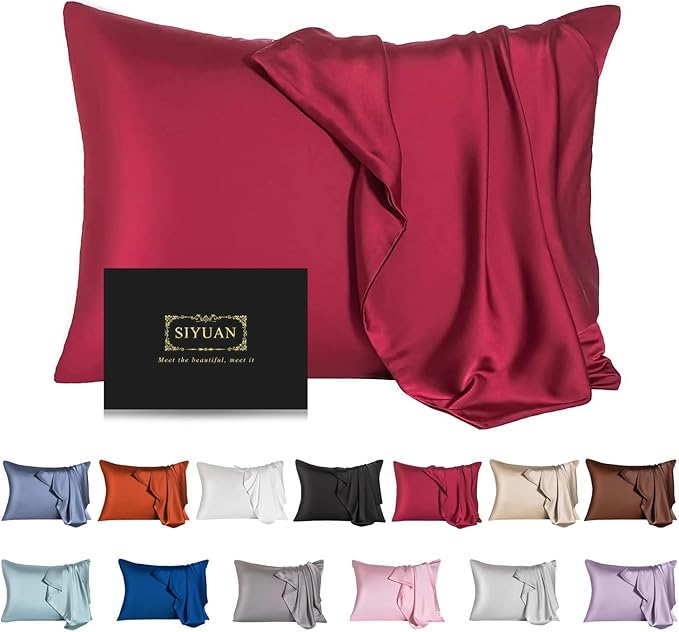 Mulberry Silk Pillowcase for Hair and Skin, King Size Cooling Silk Pillow Case by SIYUAN