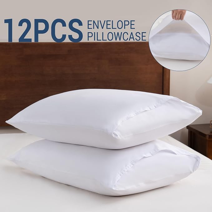 White Pillowcases Standard 12 Pack, 20x26 Pillow Cases - Image 5