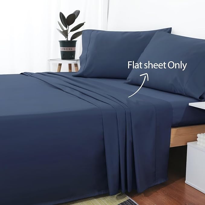 2-Pack Cotton Twin Flat Sheet Only, 600 Thread Count 100% Egyptian Cotton Top - Image 2