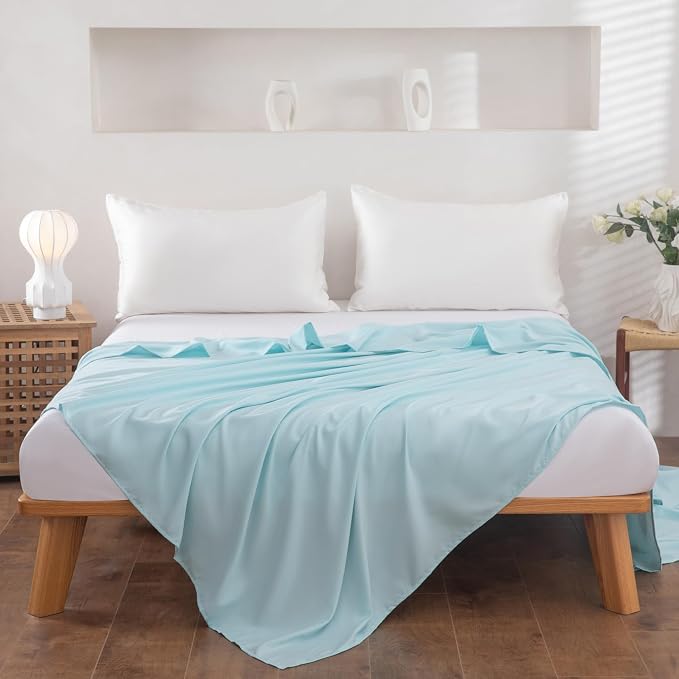 Full Flat Sheet Only， 80x96Inch Light Blue - Image 2