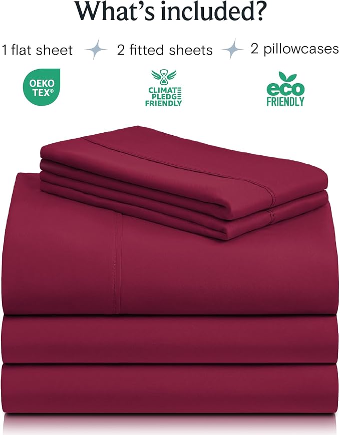 LuxClub 5 PC Split King Sheet Set, Breathable Luxury Bed Sheets, Deep Pockets - Image 2