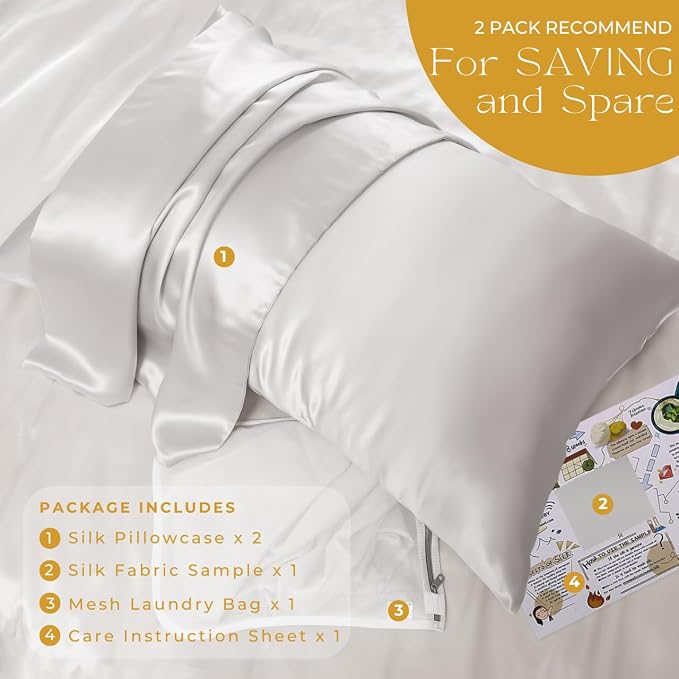 PROMEED 100% Mulberry Silk Pillowcase 2 Pack, Upgraded 3rd Generation Silk - Image 6
