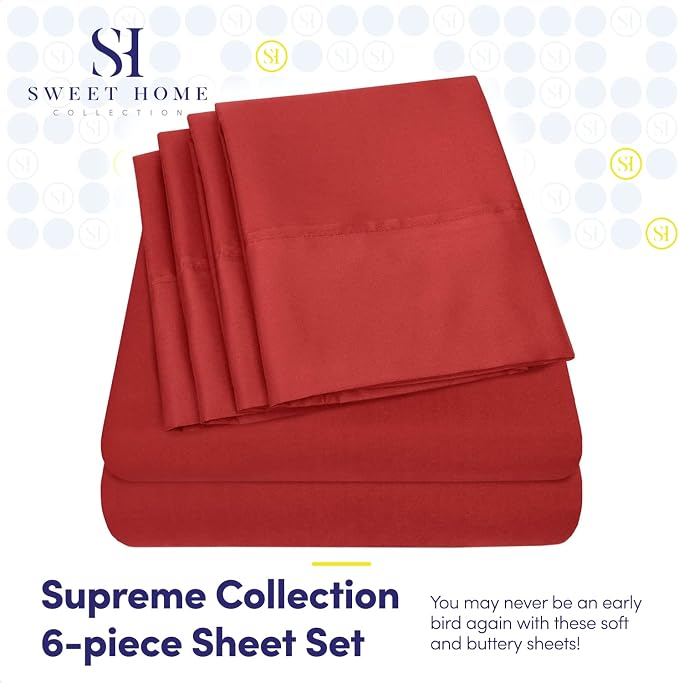 Sweet Home Collection 6 Piece 1500 Supreme Collection Brushed Microfiber Deep - Image 2
