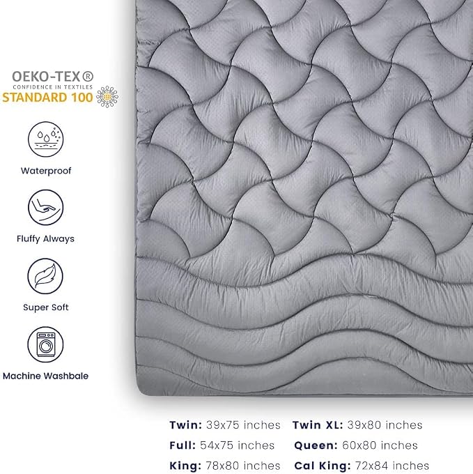 SLEEP ZONE Waterproof Twin XL Mattress Pad, Soft Mattress Topper, Fitted - Image 7