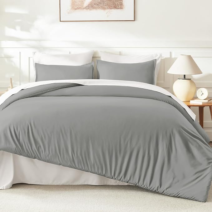 Litanika Comforters Medium Gray Queen Size, 3 Pieces Lightweight Solid Bedding - Image 6