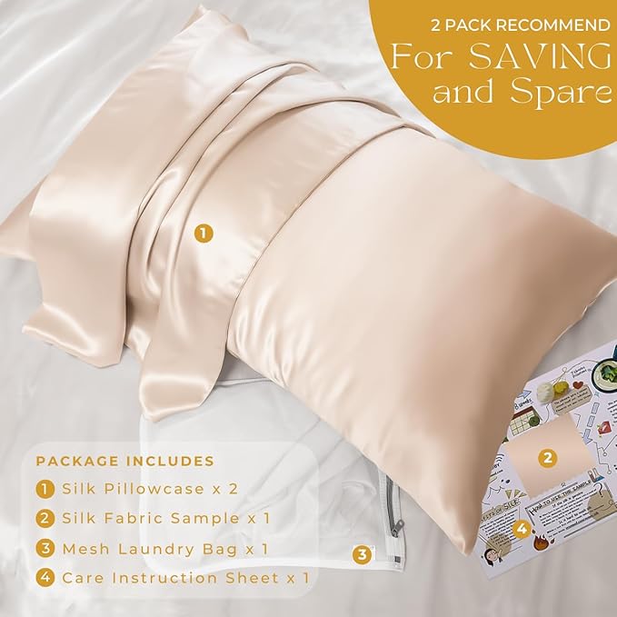 PROMEED 100% Mulberry Silk Pillowcase 2 Pack - Image 6