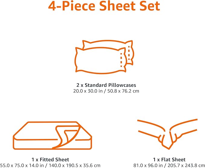 Amazon Basics Lightweight, Wrinkle-Free, Breathable Microfiber 4 Piece Bed - Image 6