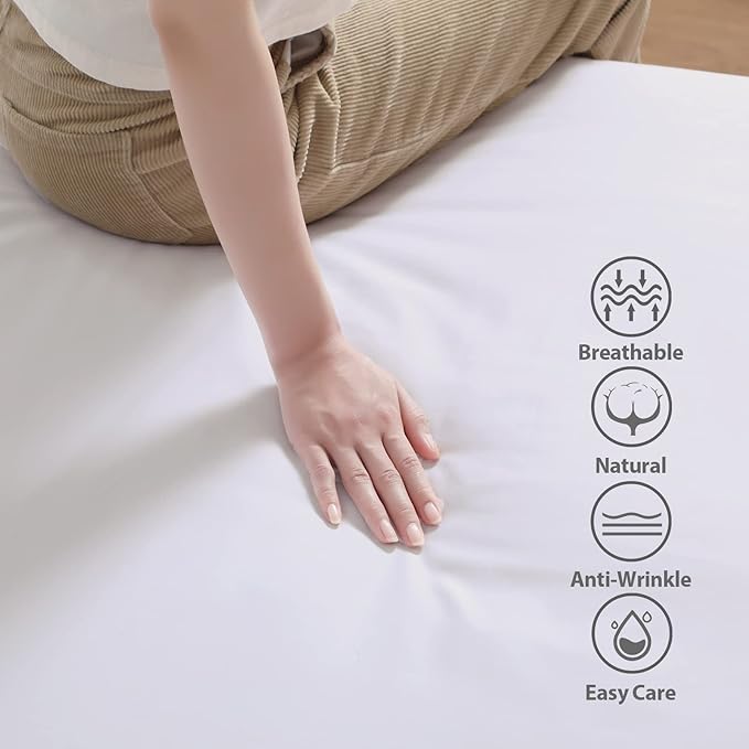 100% Egyptian Cotton Fitted Sheet King Size White, 600 Thread Count, 8-16" Deep - Image 2