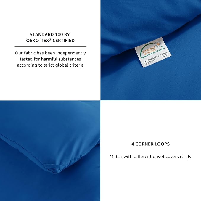 CozyLux King Size Comforter Set Classic Blue, 3 Pieces Solid Comforters King - Image 4