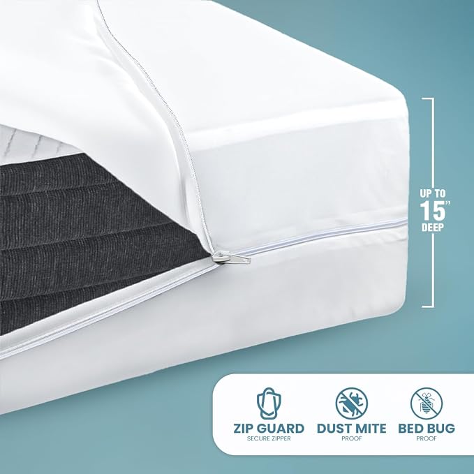 Utopia Bedding Mattress Protector Zippered California King Size, 100% - Image 10
