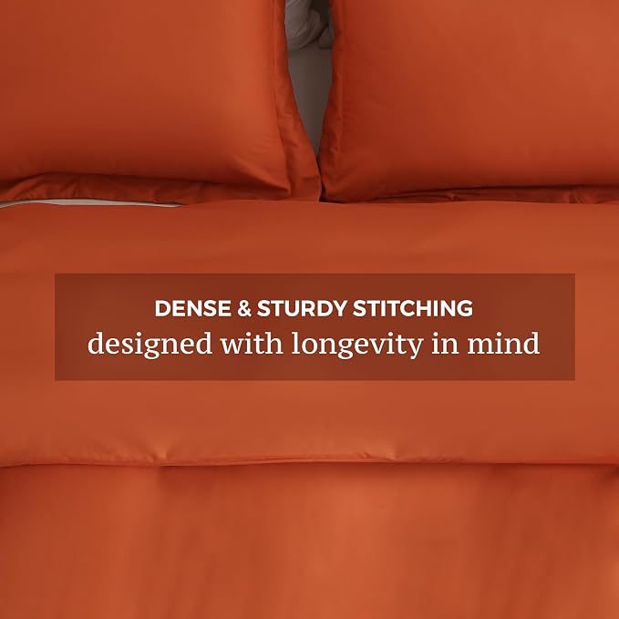 JSD Burnt Orange Duvet Cover Set King Size, 3 Piece Duvet Cover - Image 5