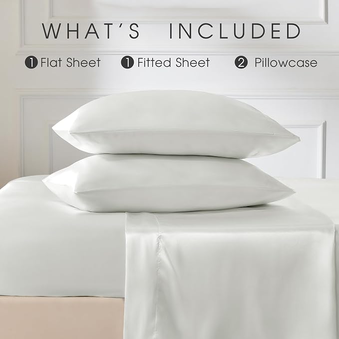 FreshCulture Satin Sheets Queen Size Bed Set- 4 Piece Luxury Soft Silky Queen - Image 3