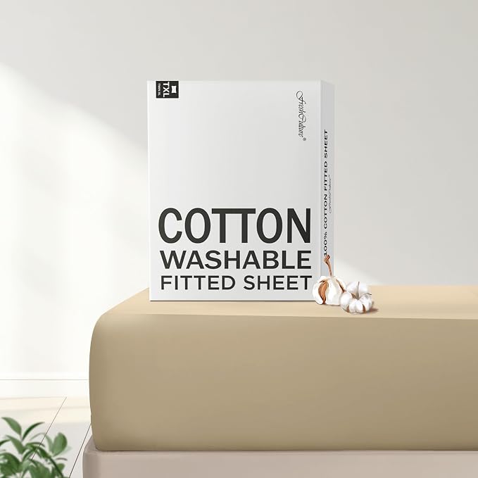 FreshCulture Pure Cotton Fitted Sheets Twin XL Size, 300 Thread Count Percale by FreshCulture