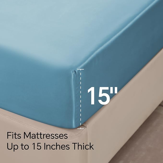 BEDELITE Satin Fitted Sheet and Pillowcases Set, Luxury Soft Similar to Silk - Image 5