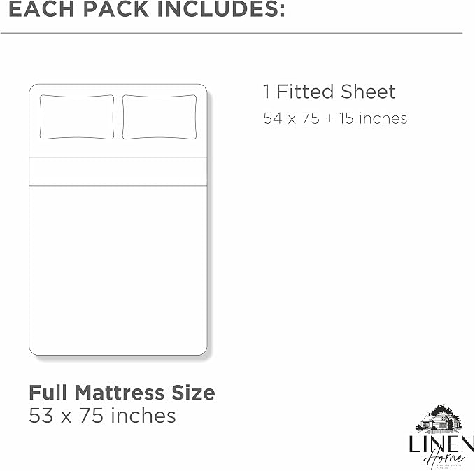 Linen Home 100% Cotton Percale Weave Fitted Sheet, Full Size, 1 Deep Pocket - Image 6