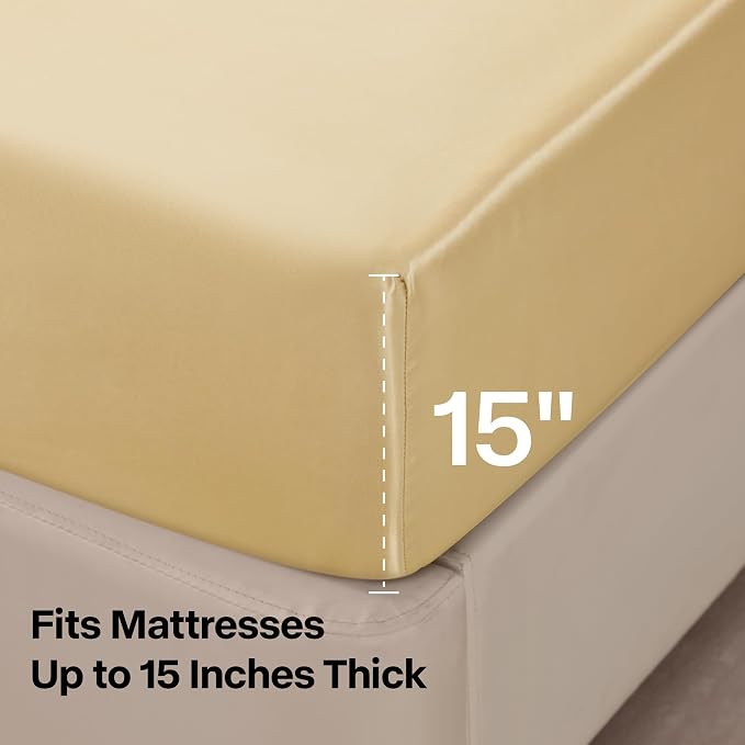 BEDELITE Satin Fitted Sheet and Pillowcase Set, Luxury Soft Similar to Silk - Image 5