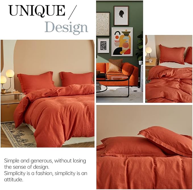 Simple&Opulence 100% Linen Duvet Cover Set 3pcs Basic Style Natural French - Image 5