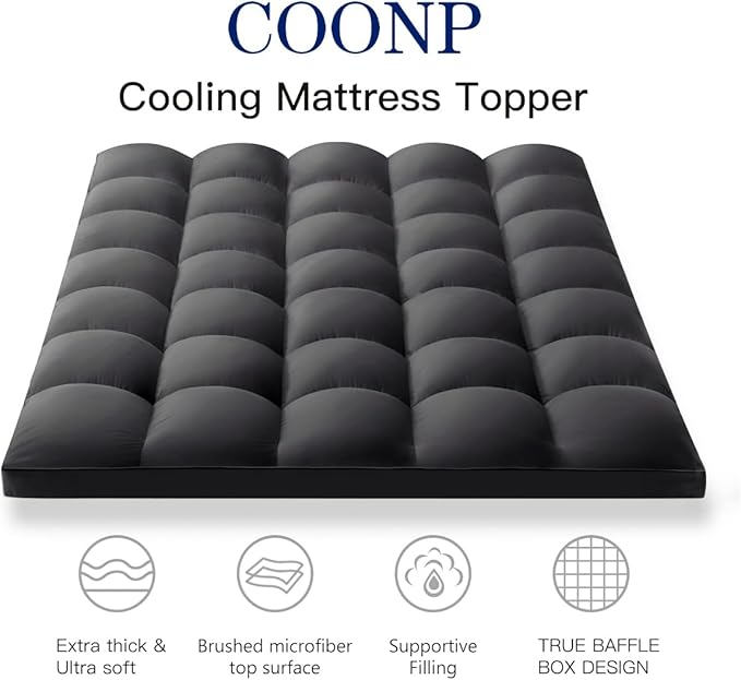 COONP Full Mattress Topper, Extra Thick Pillowtop, Cooling Plush Mattress Pad - Image 2