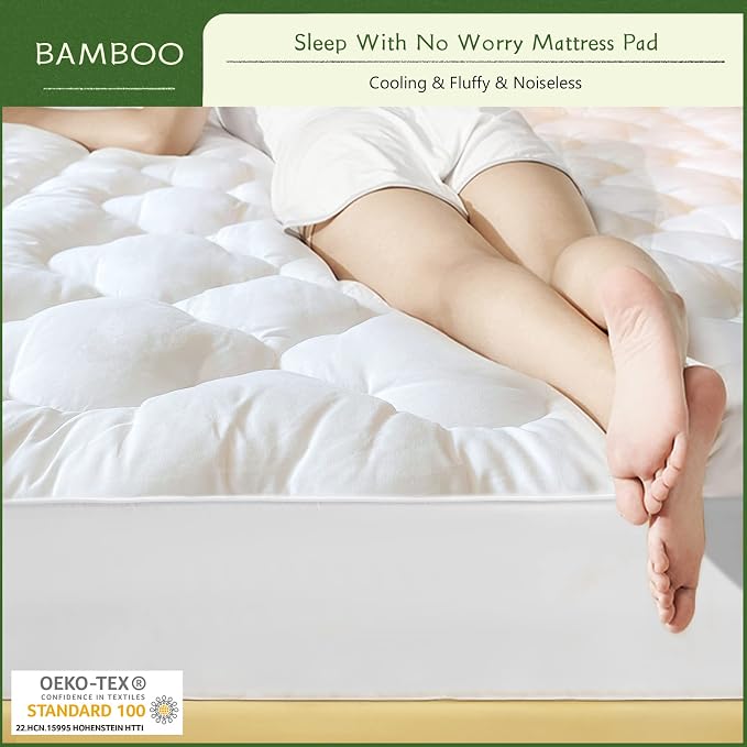 GRT Queen Size Mattress Pad Rayon from Bamboo, Extra Thick Quilted Fitted - Image 5