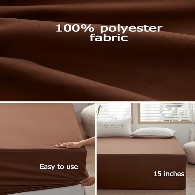 Bedding Twin Size Fitted Sheet Only-Twin Size Deep Pocket Bottom Sheet Fits - Image 3