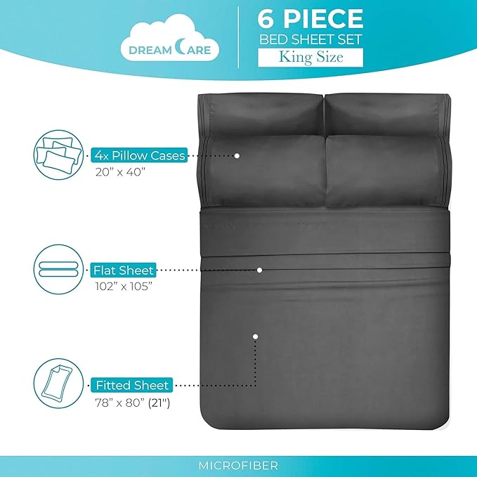 DREAMCARE King Size Sheets Set - Image 4