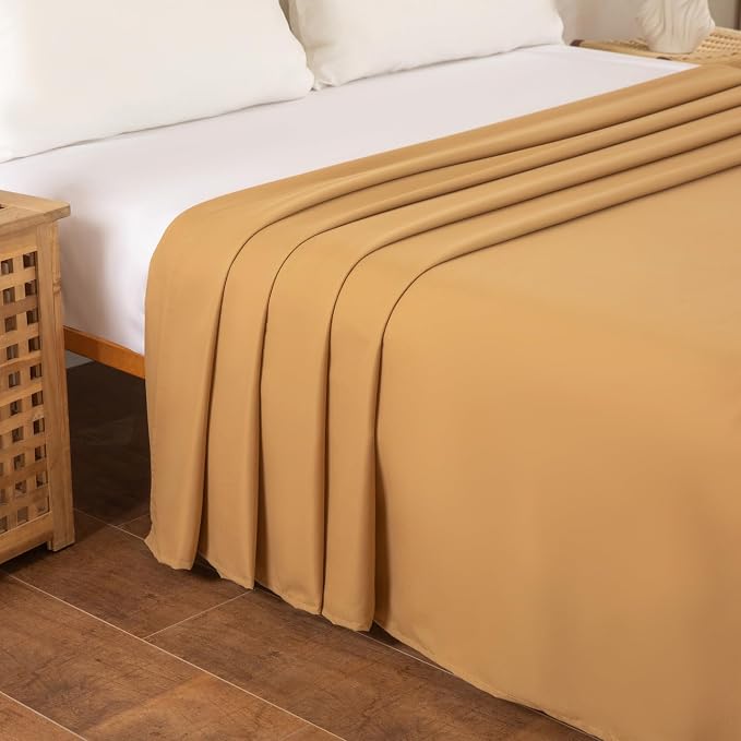 King Flat Sheet Only， 108x102Inch Light Brown - Image 3