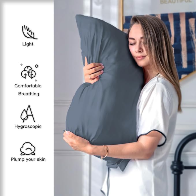 Silk Pillow Cases 2 Pack, Soft Breathable and Sliky Queen Size Pillow Cases Set - Image 3