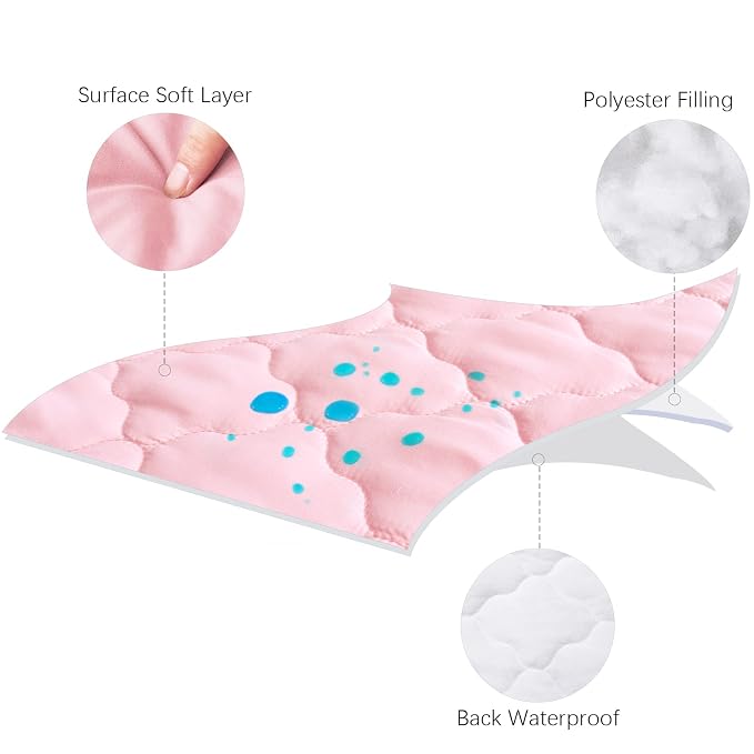 Mini Crib Mattress Protector Sheets Fitted Waterproof Mini Crib Mattress Pad - Image 2