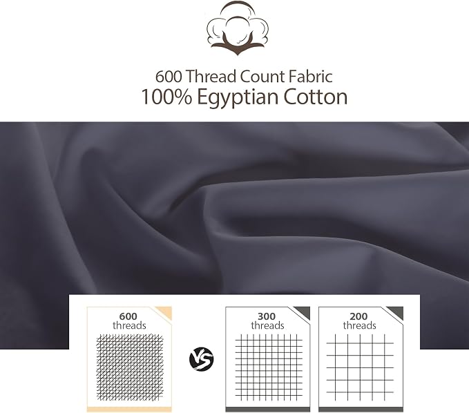 Zaizaihome 100% Egyptian Cotton Fitted Sheet Full Size, 600 Thread Count - Image 5