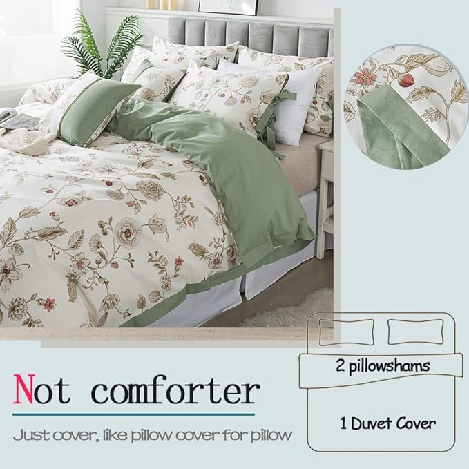 FADFAY Twin XL Duvet Cover Set Floral Bedding Set 100% Cotton College Bedding - Image 4