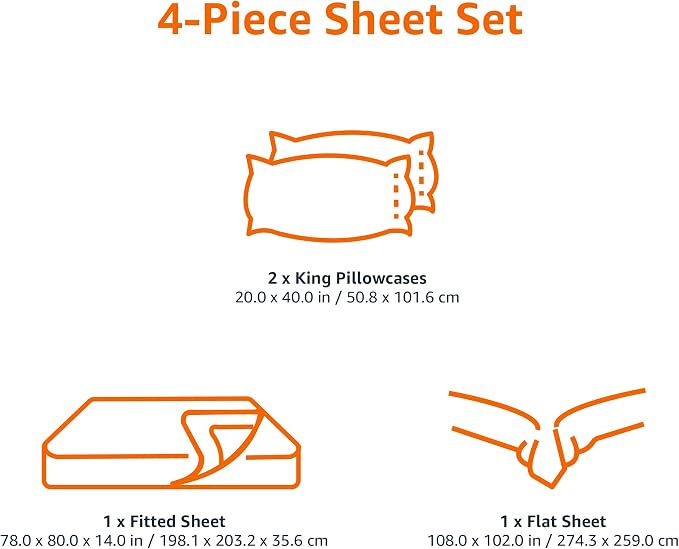 Amazon Basics Breathable Ultra-Soft Microfiber 4 Piece Bed Sheet Set - Image 6