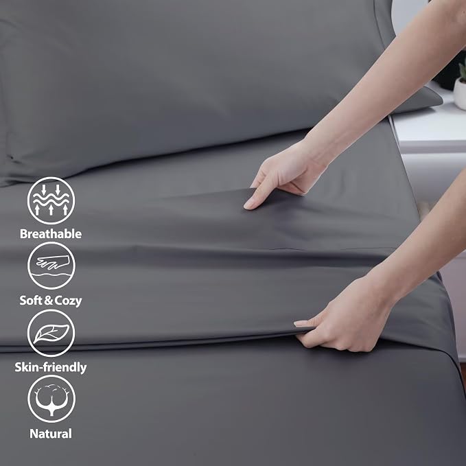 2-Pack Cotton Full Flat Sheet Only, 600 Thread Count 100% Egyptian Cotton Top - Image 3