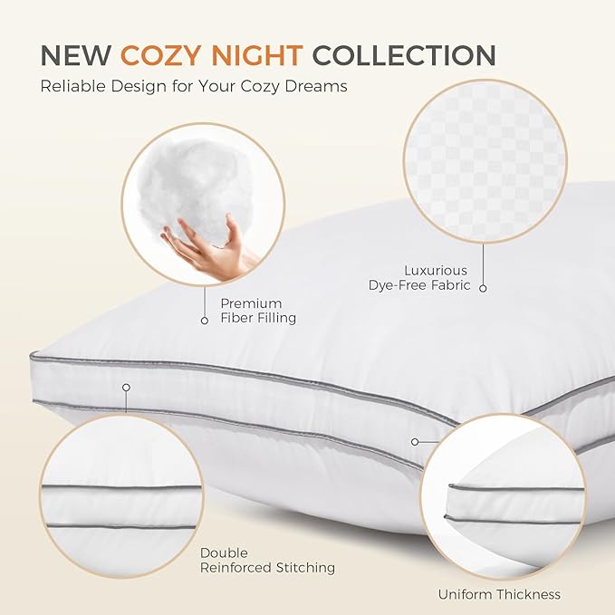 SweetNight Bed Pillows King Size Set of 2, Fluffy Luxury Hotel Collection - Image 4