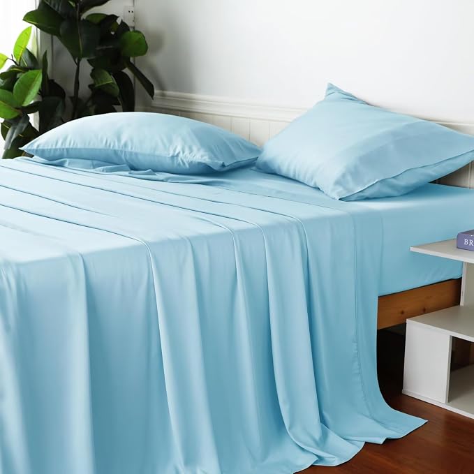 Bamboo Viscose Flat Sheets Only, 400 Thread Count Sateen Weave Twin Size Flat - Image 5