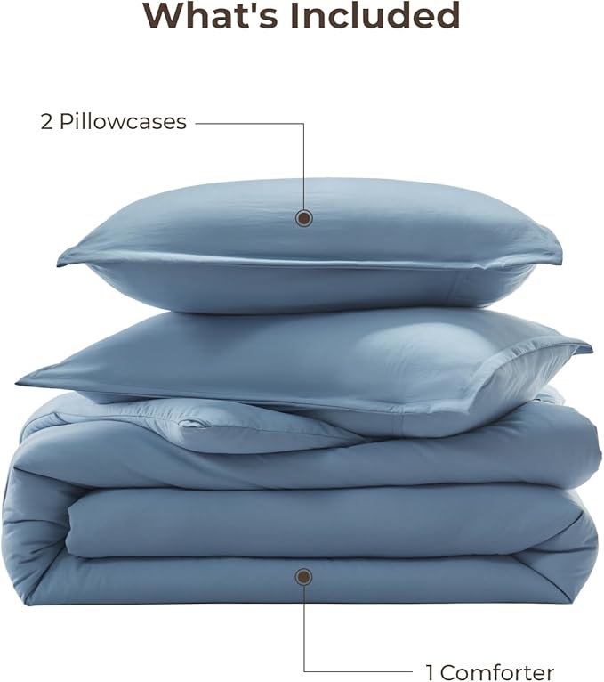 Litanika Full Size Comforter Sets Grayish Blue, 3 Pieces Lightweight Solid - Image 7