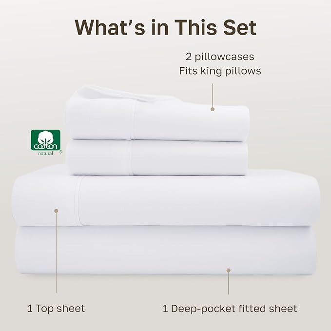 California Design Den Soft 100% Cotton King Sheet Set, 400 Thread Count Good - Image 4