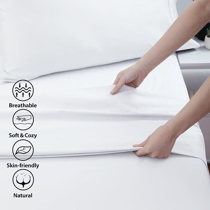 2-Pack Cotton Twin Flat Sheet Only, 600 Thread Count 100% Egyptian Cotton Top - Image 3