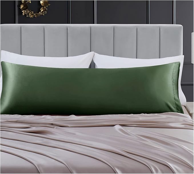 Aormenzy Satin Body Pillow Cover Set of 2, 20x54 Inches Woodland Green Body - Image 7