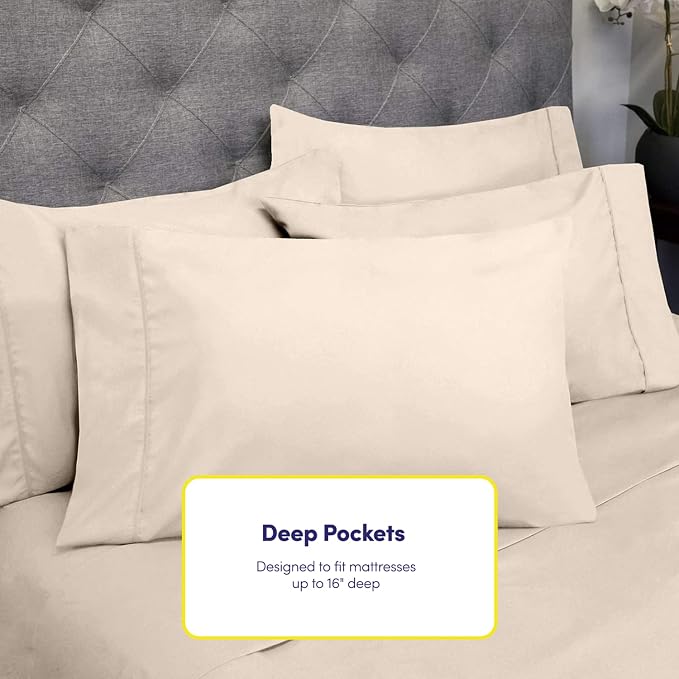Queen Sheets Beige - Image 5