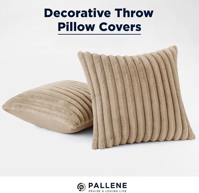 Pallene Faux Fur Plush Throw Pillow Covers 24x24 Set of 2, Luxury Soft Fluffy - Image 9