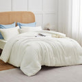 CozyLux Full Size Comforter Set Ivory, 3 Pieces Solid Breathable Quilted by CozyLux