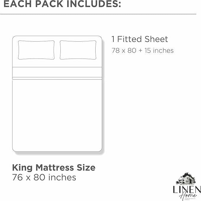 Linen Home 100% Cotton Percale Weave Fitted Sheet, King Size, English Rose - Image 6