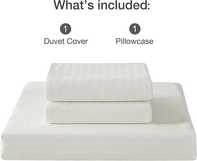 JELLYMONI 100% Natural Cotton 2pcs Striped Duvet Cover Sets, Satin Striped - Image 8