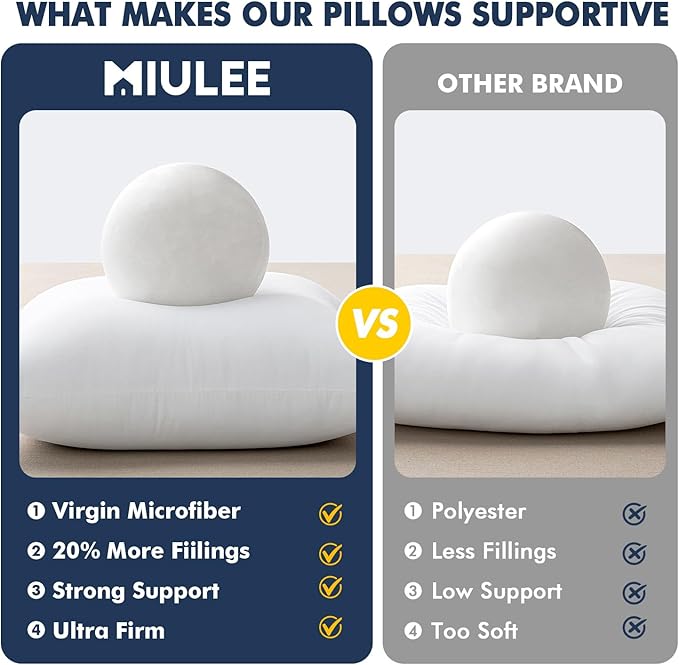 MIULEE Throw Pillows Inserts, 14x36 Inch 100% Virgin Fiber Filling Bed Couch - Image 7