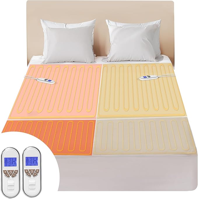 Bwarm Premium Multi-Zone Heated Mattress Pad Cal King, Dual Control 72" x 84" by Bwarm
