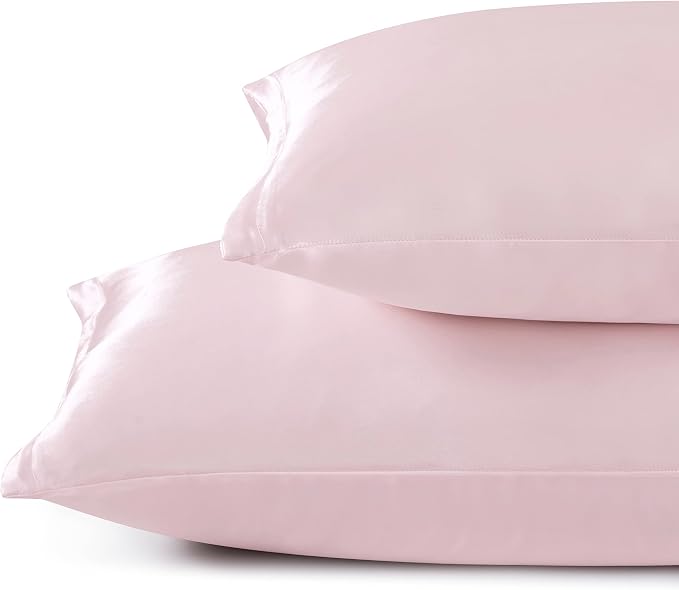 Satin Pillowcases with Zipper （20x36）, King Size Pillowcases Set of 2, Blush - Image 2
